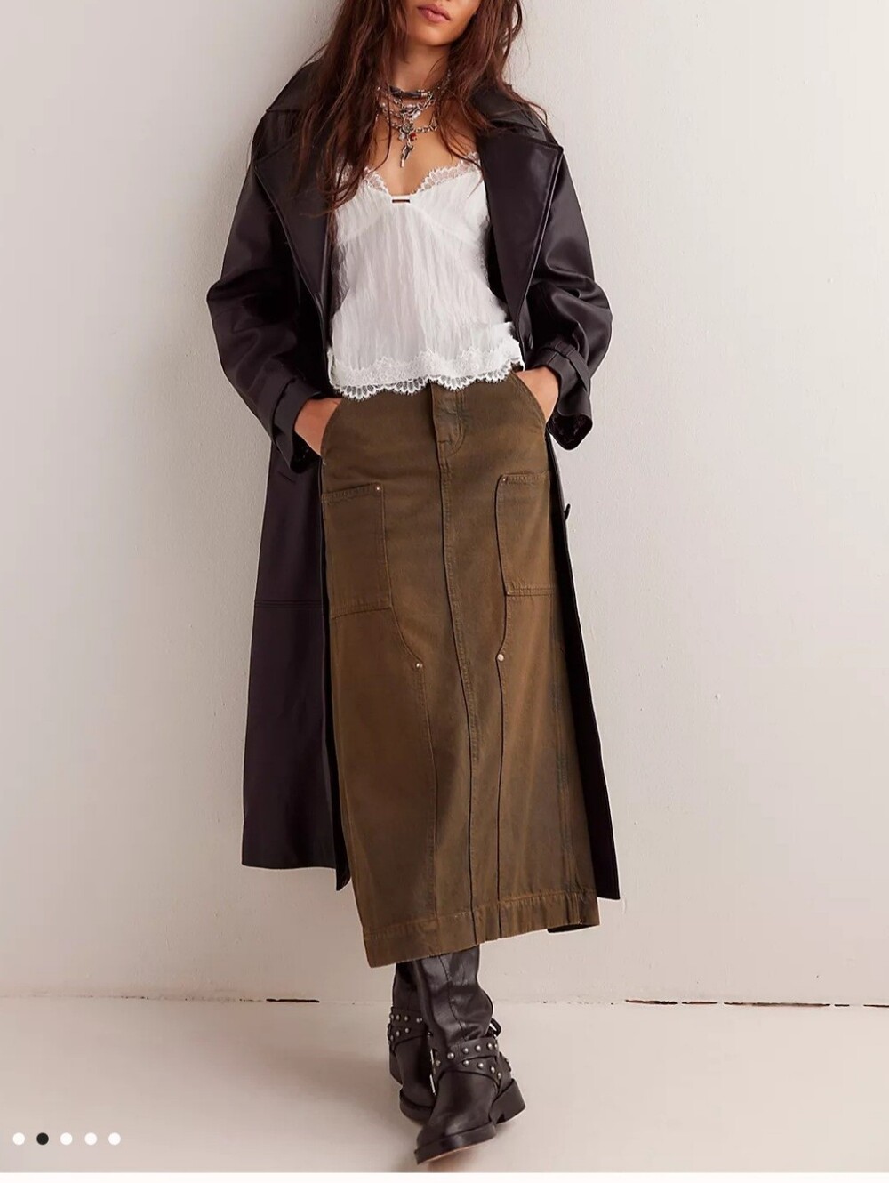 NWT Free People Harmonica Coated Denim Maxi Skirt